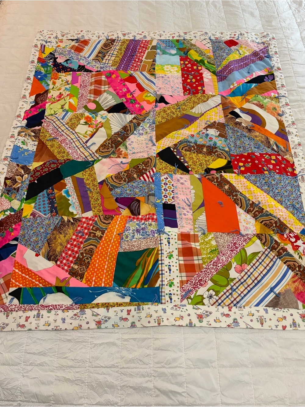 Vintage Handmade Patchwork Crazy Quilt Lap Throw Child’s Blanket 46 X 38 Cozy